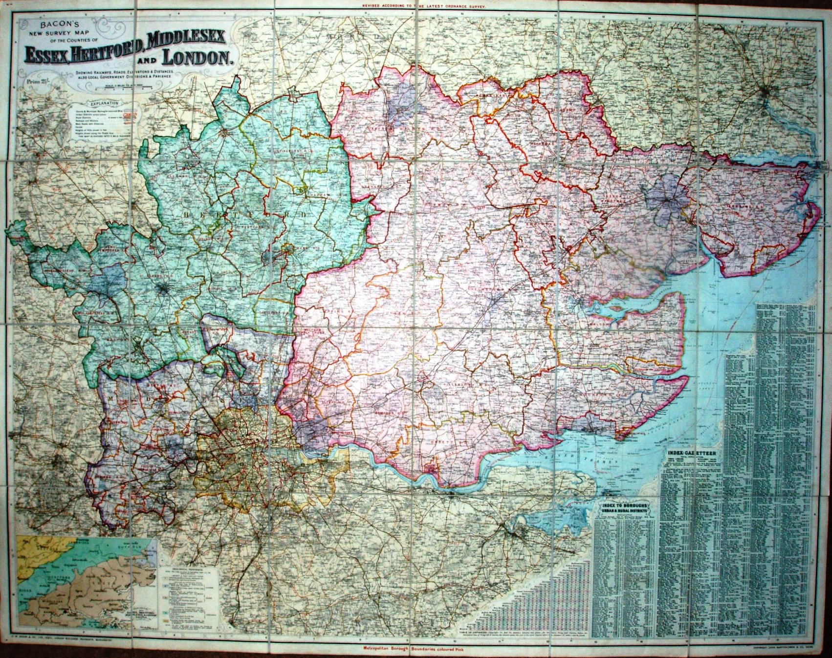 Bacon 1910 three counties and London